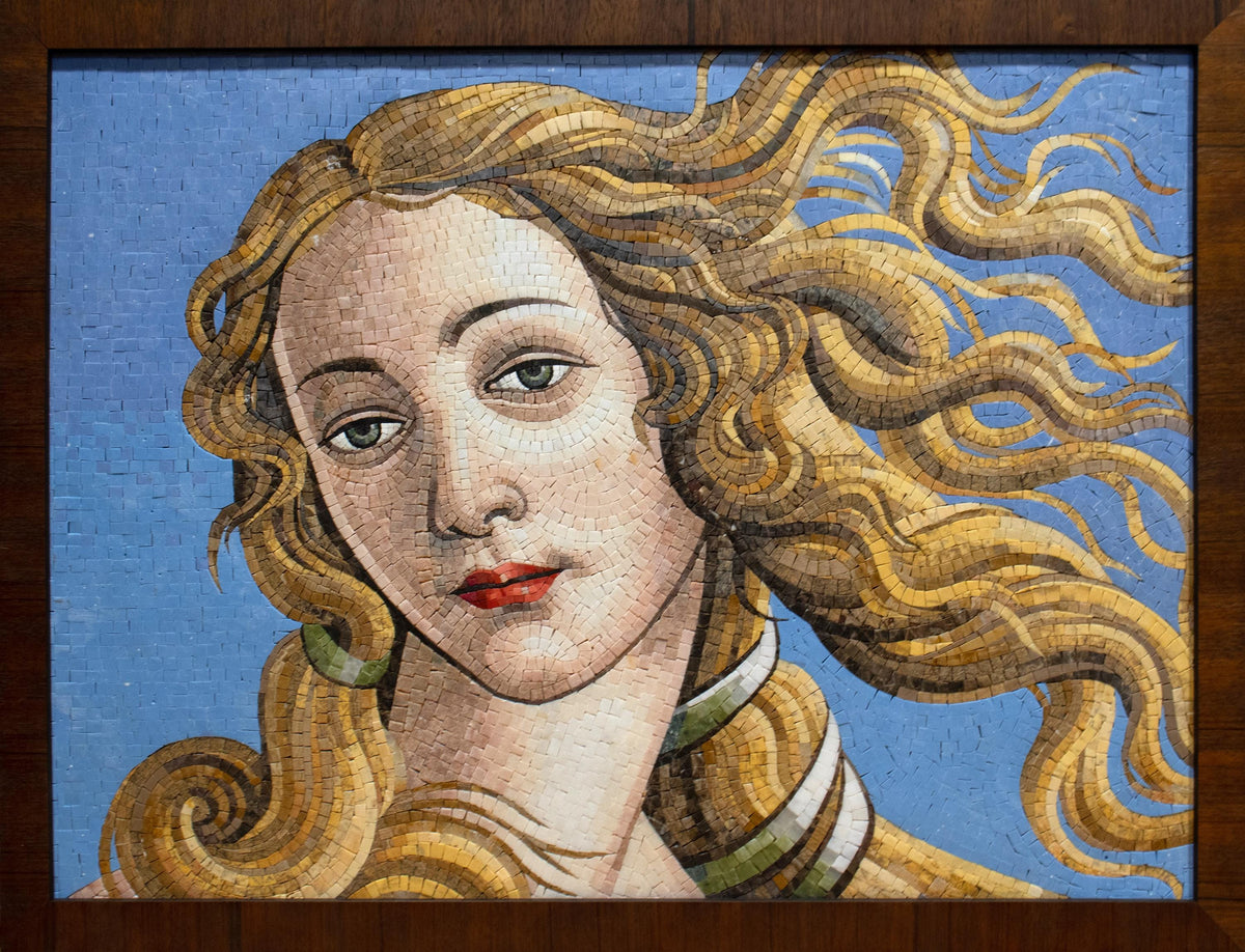 34"x26" Botticelli Venus Mosaic Art –  Renaissance Masterpiece, Framed Wall Decor, Customization available