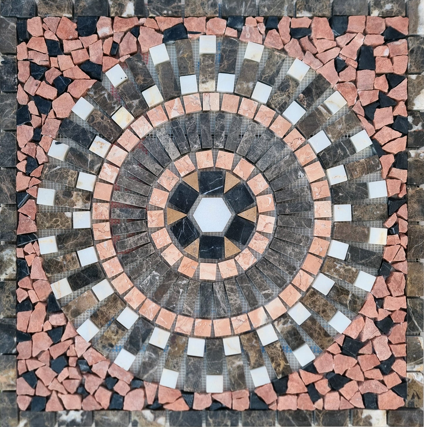 Handmade Natural Stone Mosaic Tile: Tropical Art Decor (24” x 24")