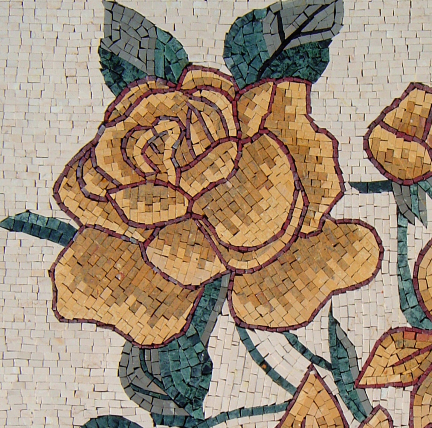 Handmade Marble Mosaic Flower Art: Vine Wall Decor Tile (36x36)