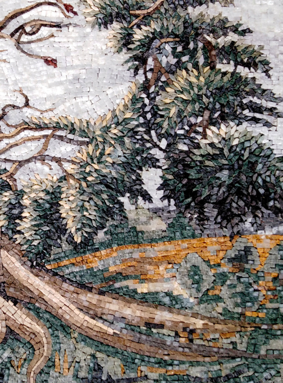 Jesus Face Tree Mosaic Art: Handmade Marble Tile Mural