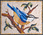 Blue Tit Bird Mosaic Art: Handmade Marble Wall Decor (16x12)