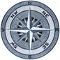 Handmade Compass Mosaic Tile: Nautical Marble Medallion (45" Diameter)