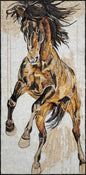 Handmade Horse Mosaic Tile Art: Brown Animal Wall Decor (48x24)