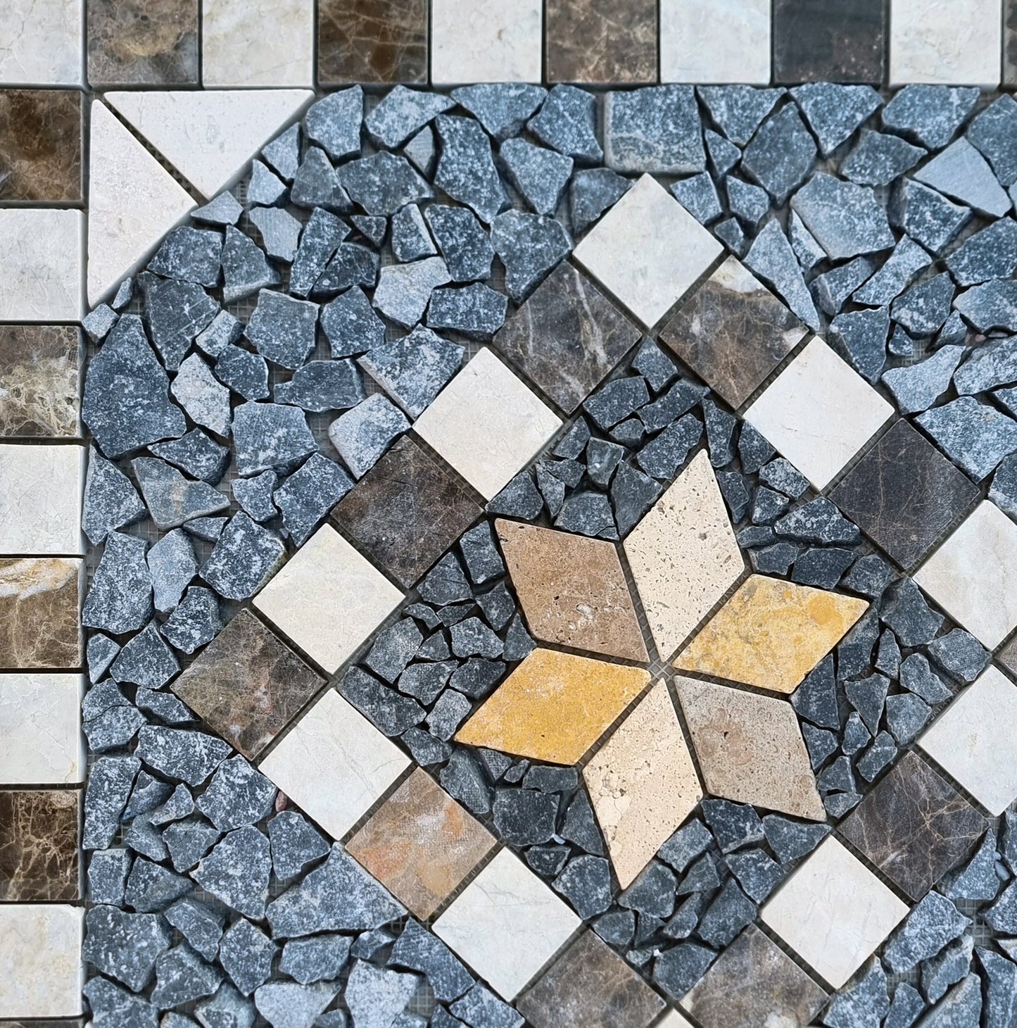 Handmade Marble Mosaic Medallion Art: Tropical Decor (24x24)