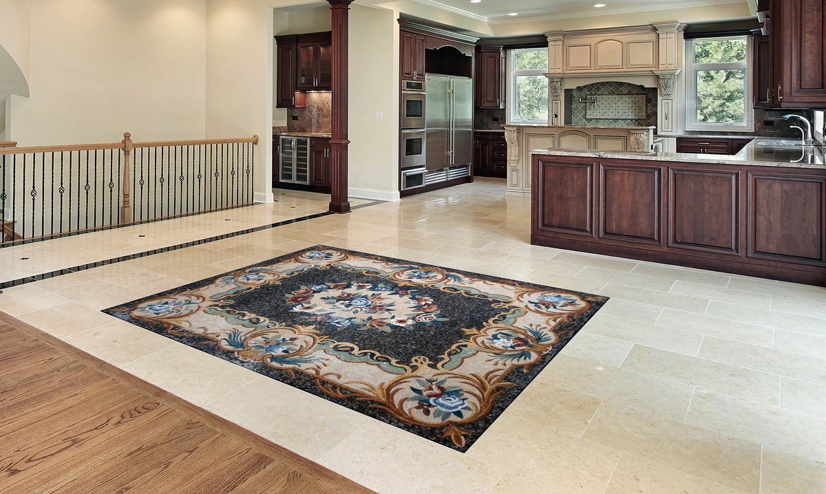 HOME DECORATION RUG | Floral Mosaic Modern Area Masterpiece Rug | Natural Stone Attractive Art Handmade Carpet | Housewarming Gift