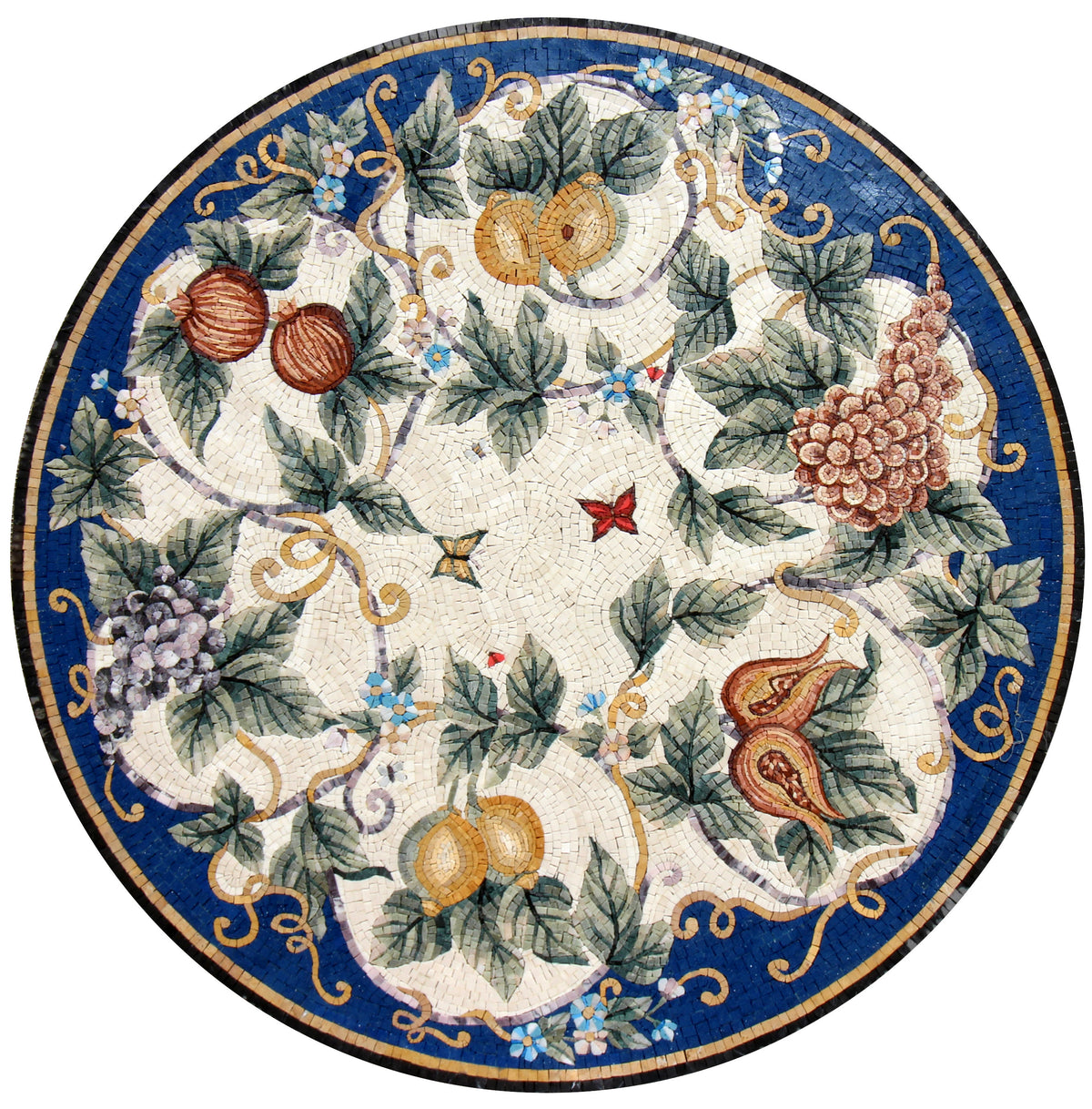 Floral Elegance - Handcrafted Round Mosaic Medallion Art Tile - Customization available