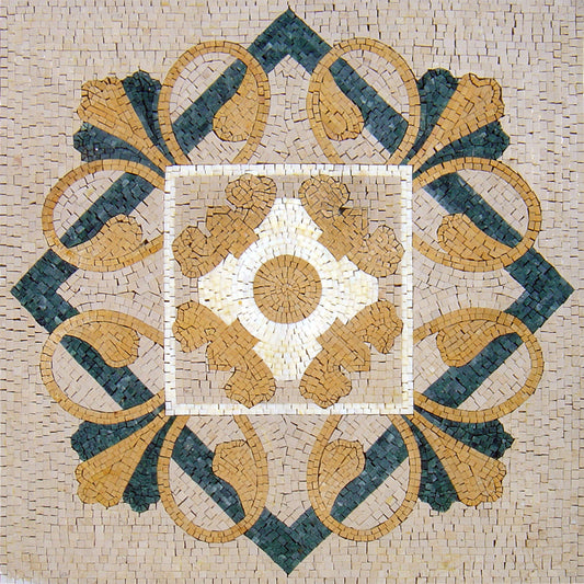 32” MEDALLION MOSAIC TILES | Geometrical Pattern Mosaic Tiles For Living Room | Tiles For Interior And Outdoor Entry And Walls