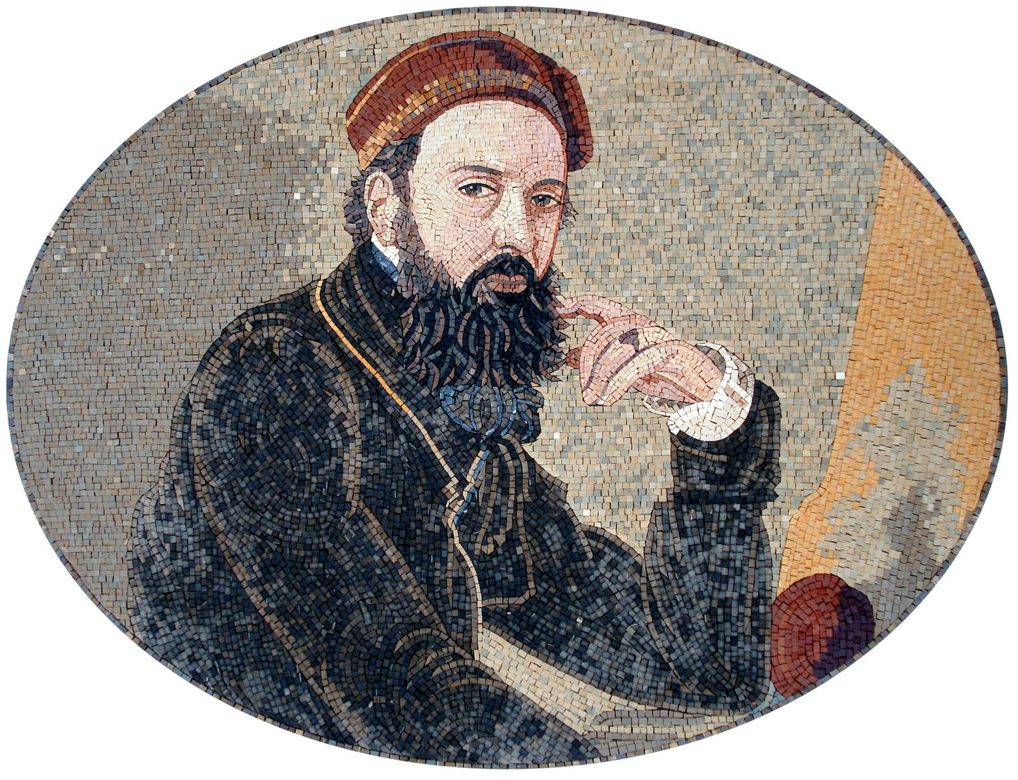 Handmade Portrait Mosaic Mural: Merchant Reproduction Tile Art (52” x 32”)