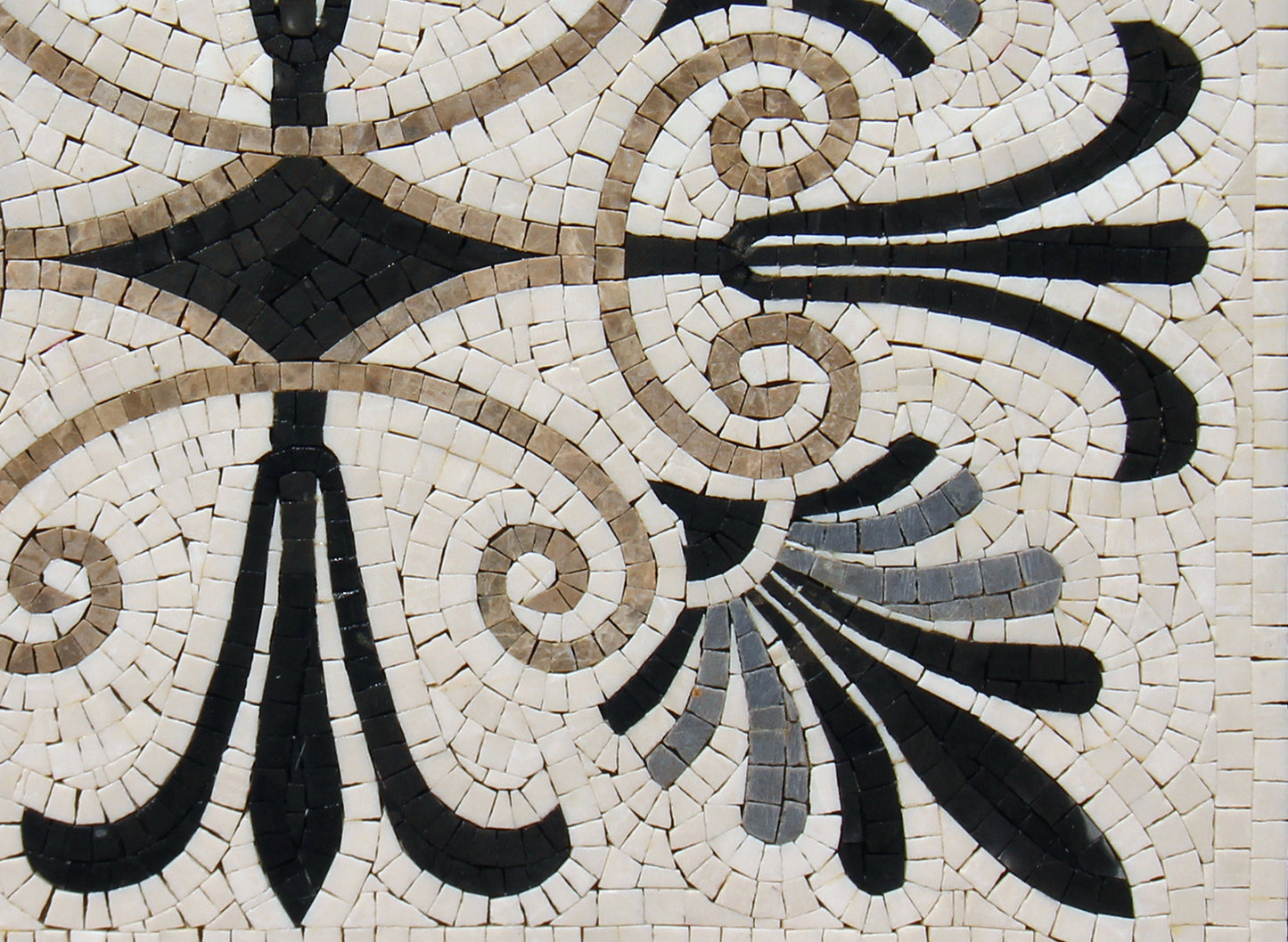 Handmade Geometric Marble Mosaic Tile Medallion (24” x 18”)