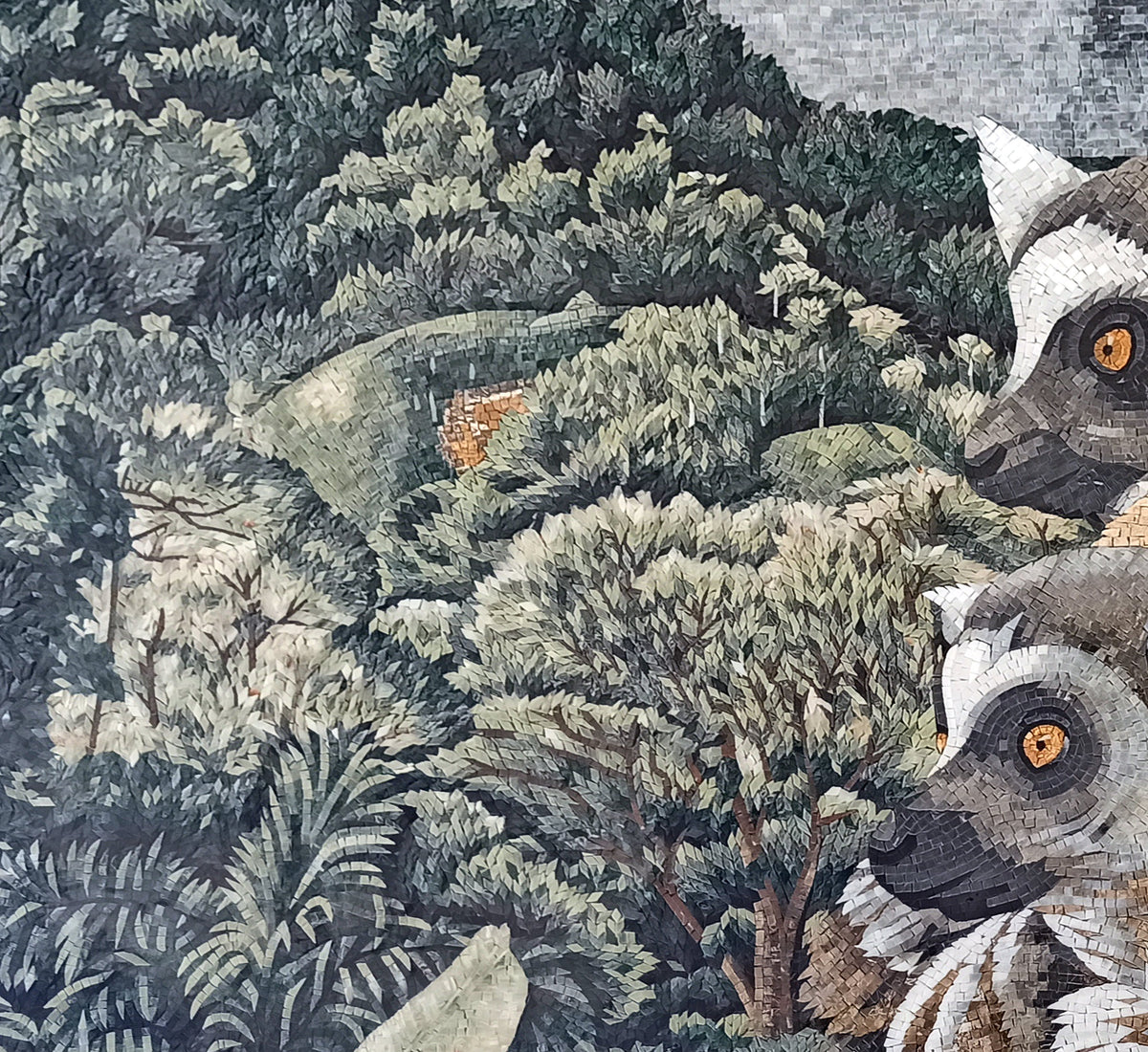 Handmade Lemurs Mosaic Tile Art: Rainforest Animal Wall Decor