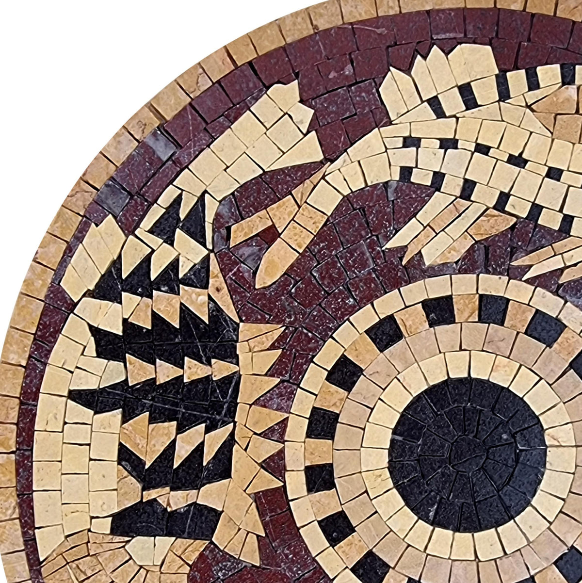 20" Fish Mosaic Medallion, Decorative Sea Life Inlay for Floor or Wall, Customization Available