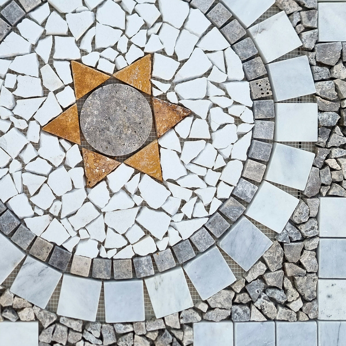Handmade Natural Stone Mosaic Tile: Tropical Art Decor (24” x 24")