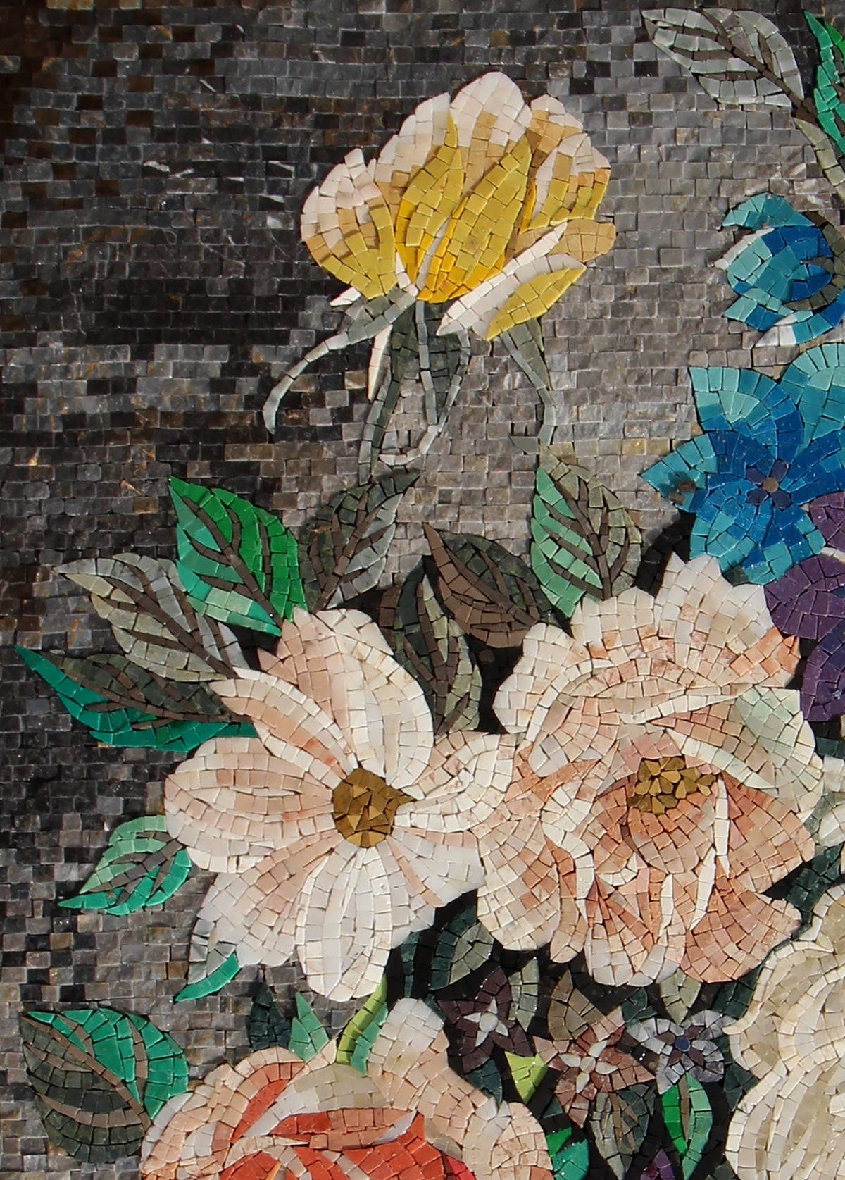 Handmade Marble Mosaic Art: Vertical Flower Vase Wall Decor