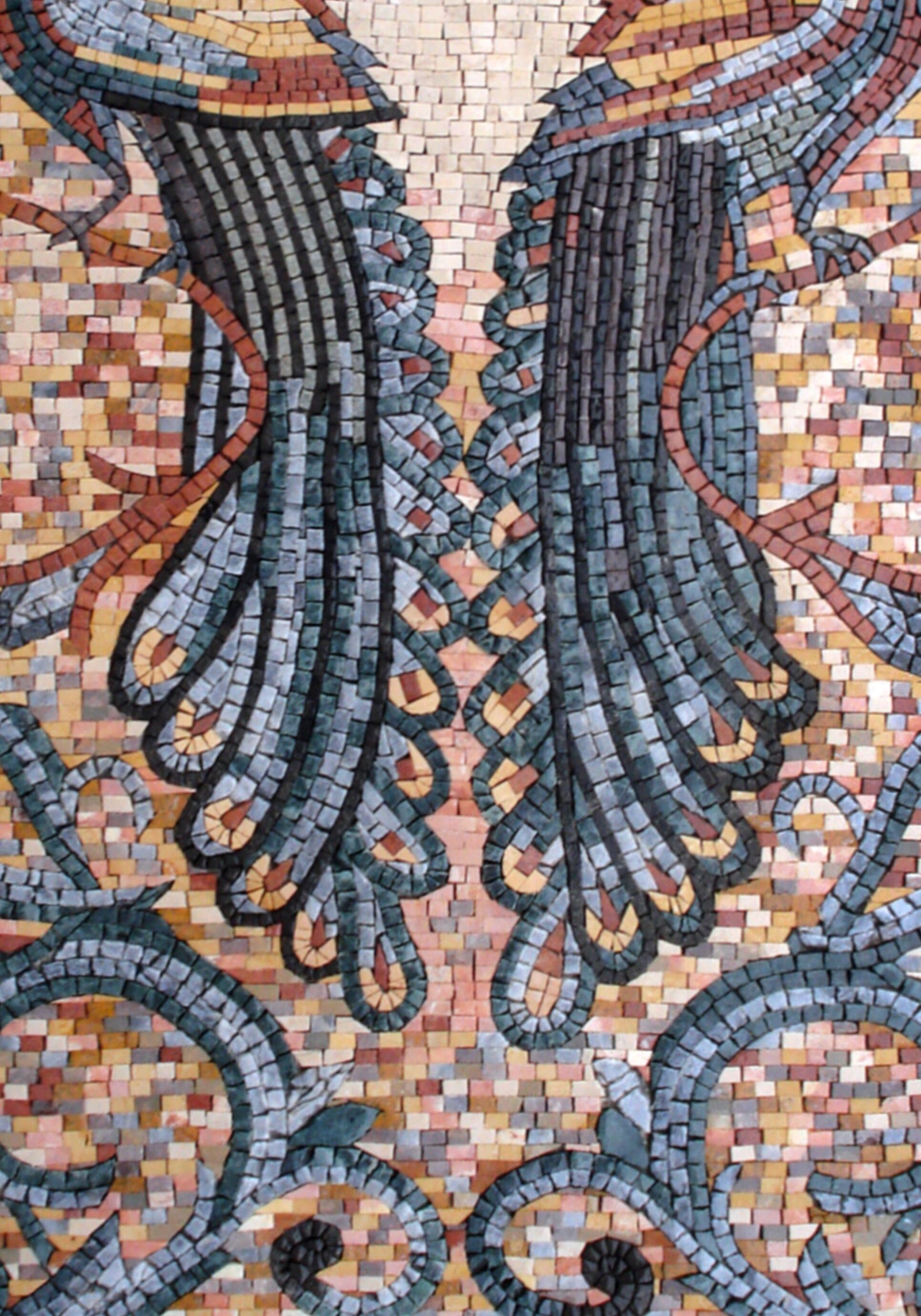AN146 Bathroom Backsplash, Peacocks Mosaic Art