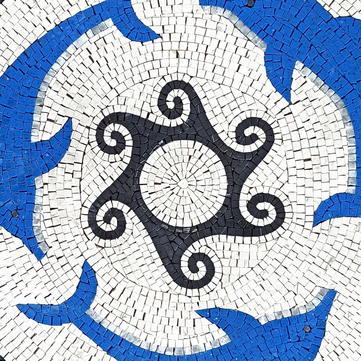 Ocean Symphony - 36" Handmade Dolphin Pattern Mosaic Medallion Art Tile Décor - Customization available