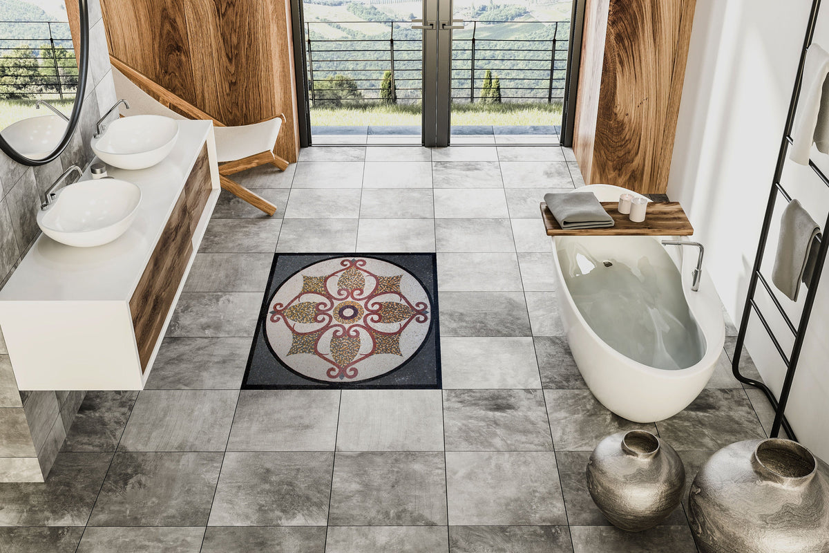 40" Handmade Geometric Marble Mosaic Tile Medallion