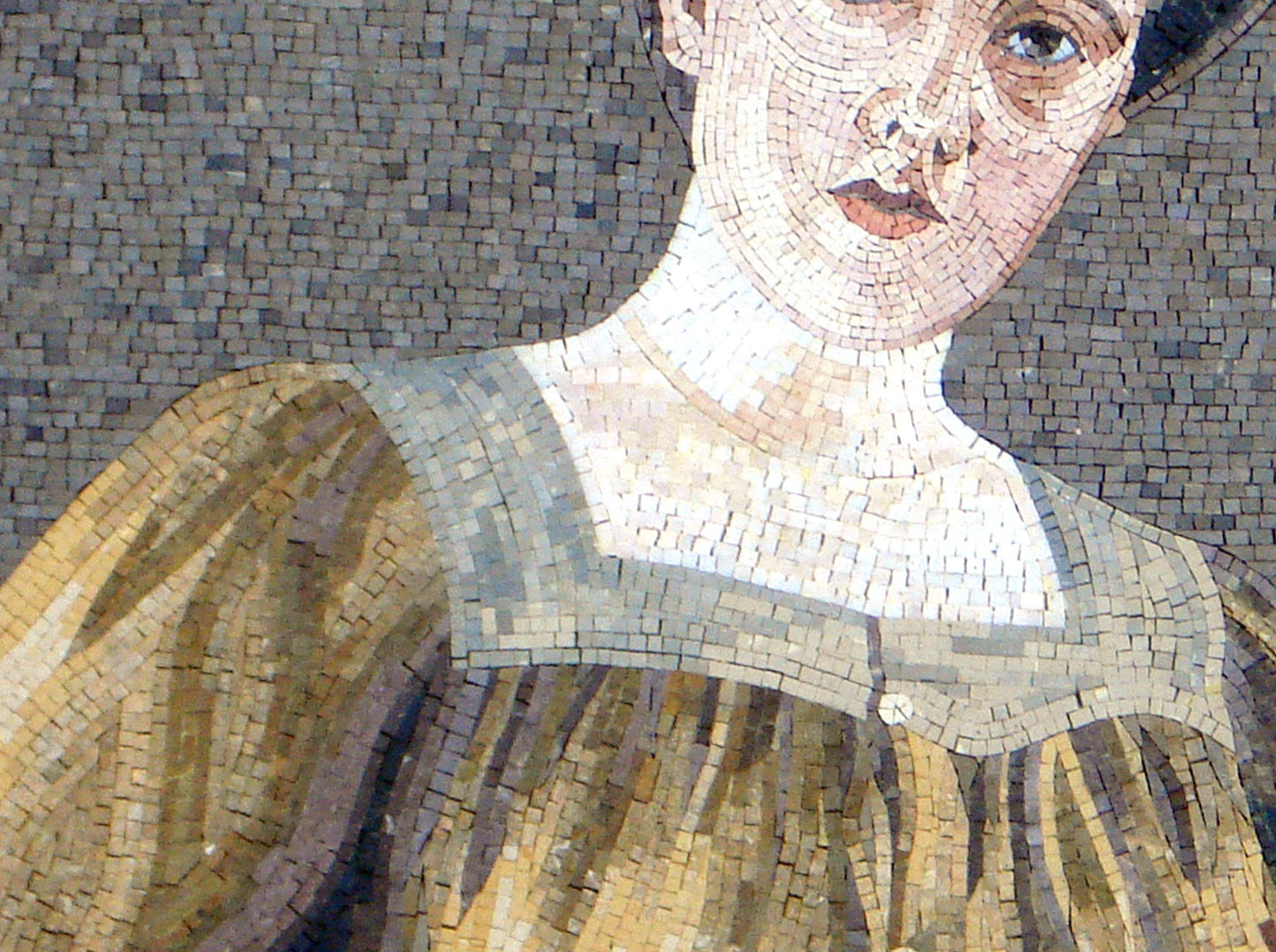 Handmade Edwardian Lady Marble Mosaic Tile Art: 52” x 32”