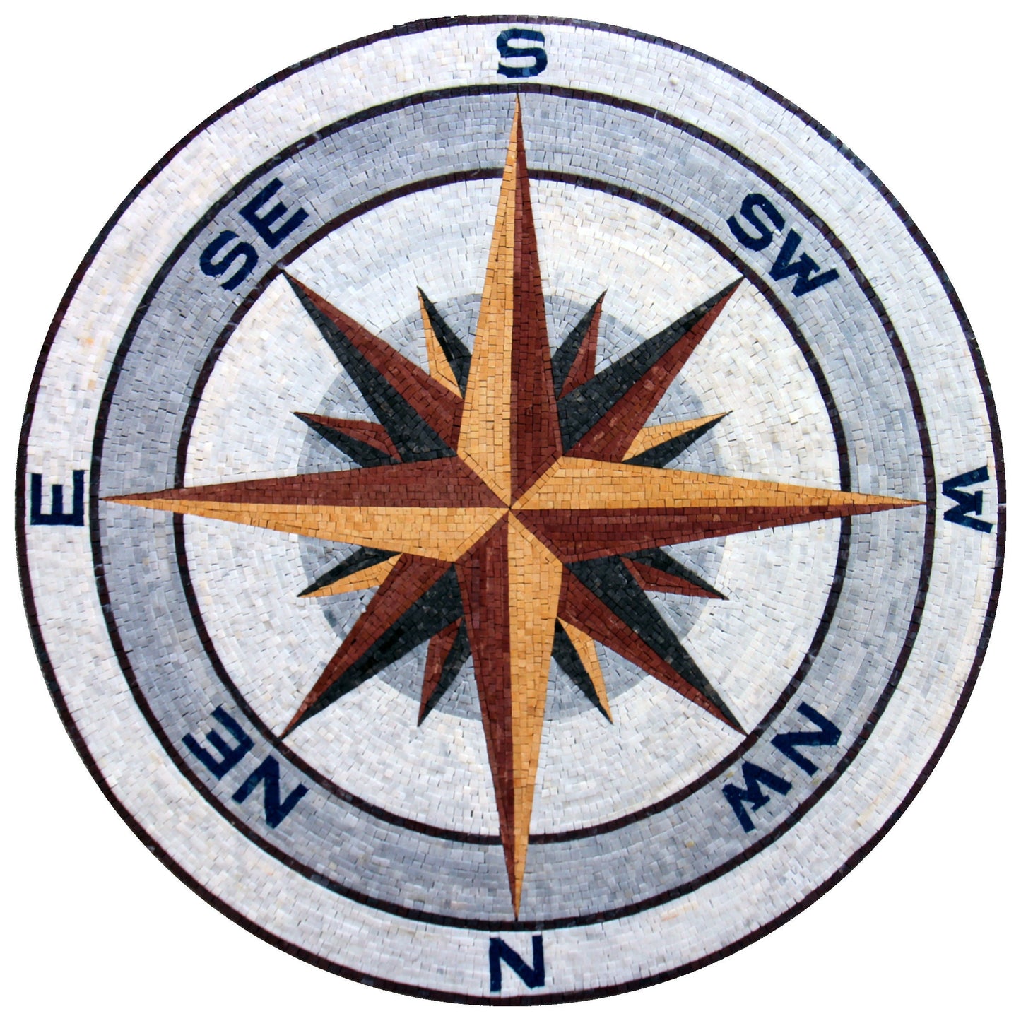 Semper Fi Elegance - Handmade Marines Rose Compass Round Marble Mosaic Art Tile - Customization available