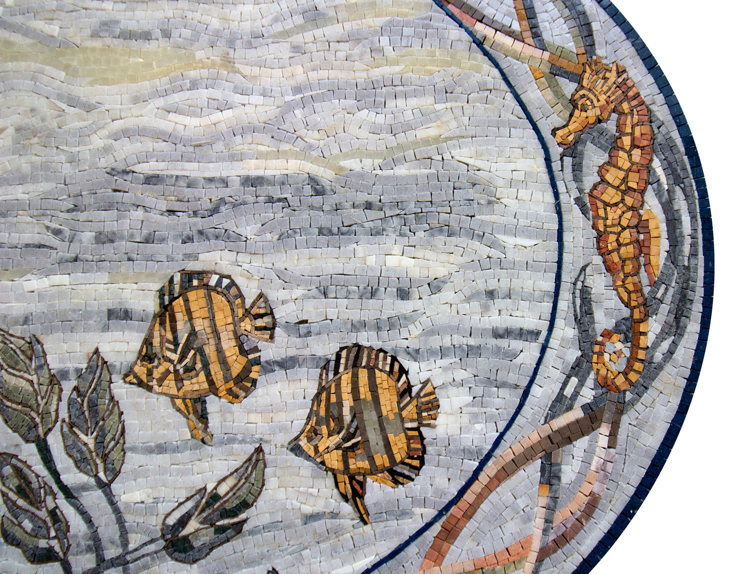 SEALIFE MOSAIC TILES | Ocean Life Murals For House Warming | Seahorse And Fish Artwork Tiles For Interior Rooms Wall Decor