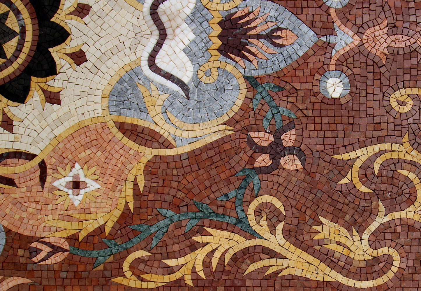 72" x 48"  Handcrafted Marble Mosaic Rug Carpet – Floral Stone Art - Customization Available