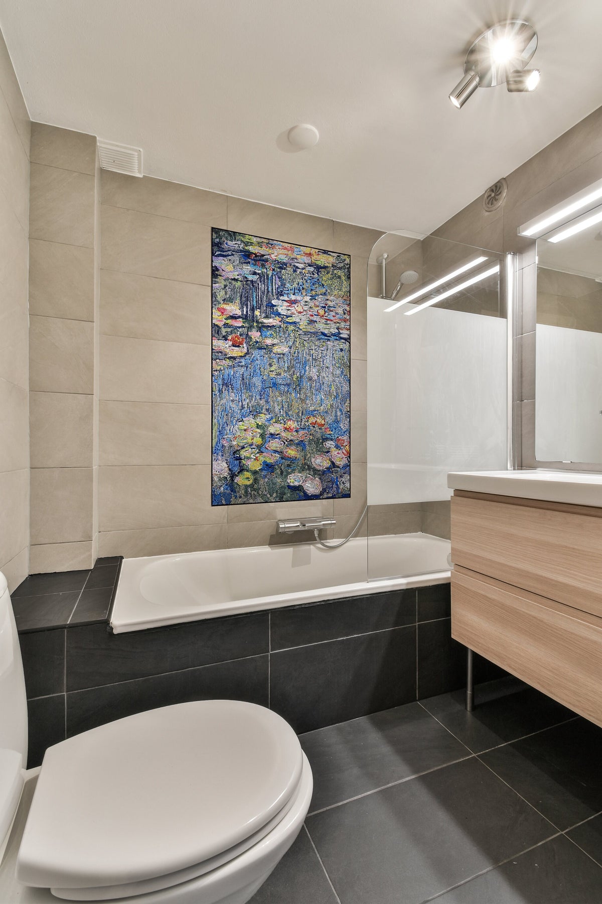 Monet's Water Lilies Mosaic Art: Handmade Marble Tile Reproduction