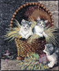KITTEN MOSAIC BACKSPLASH | Pet Animal Mosaic Tiles For Kids Room Walls | Three Kittens Artwork Tiles For Cat Lovers Room Walls Decor