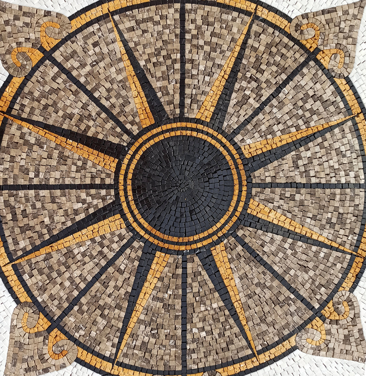 Nautical Compass Mosaic Tile: Handmade Marble Windrose Backsplash