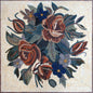 Handmade Marble Mosaic Wall Art: Red Roses & Mixed Flowers (36"x36")
