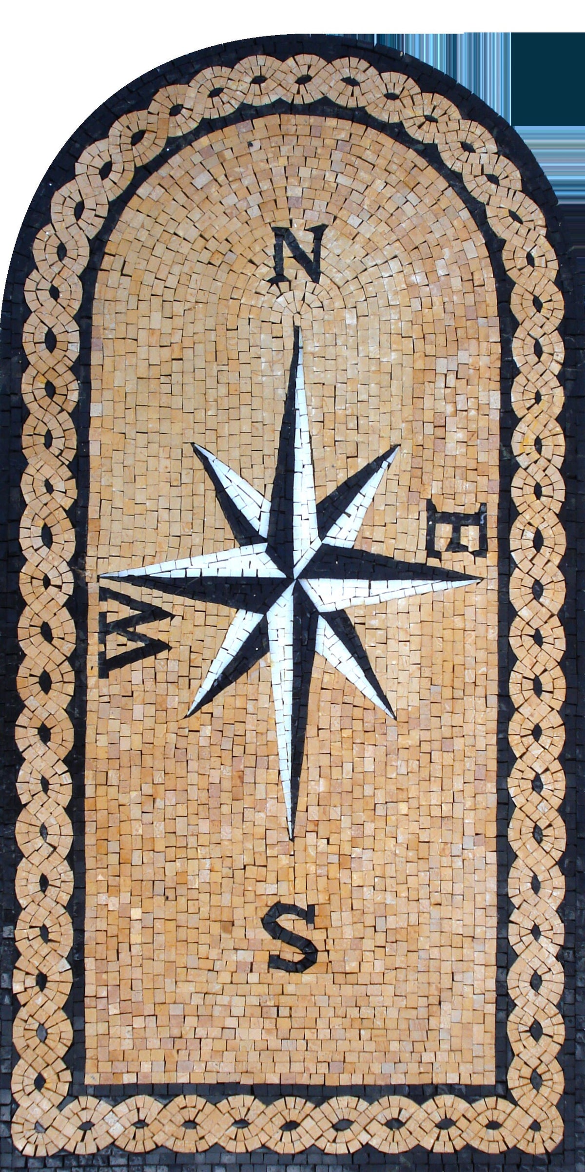 AR002 Nautical Compass Arched Mosaic Wall Art