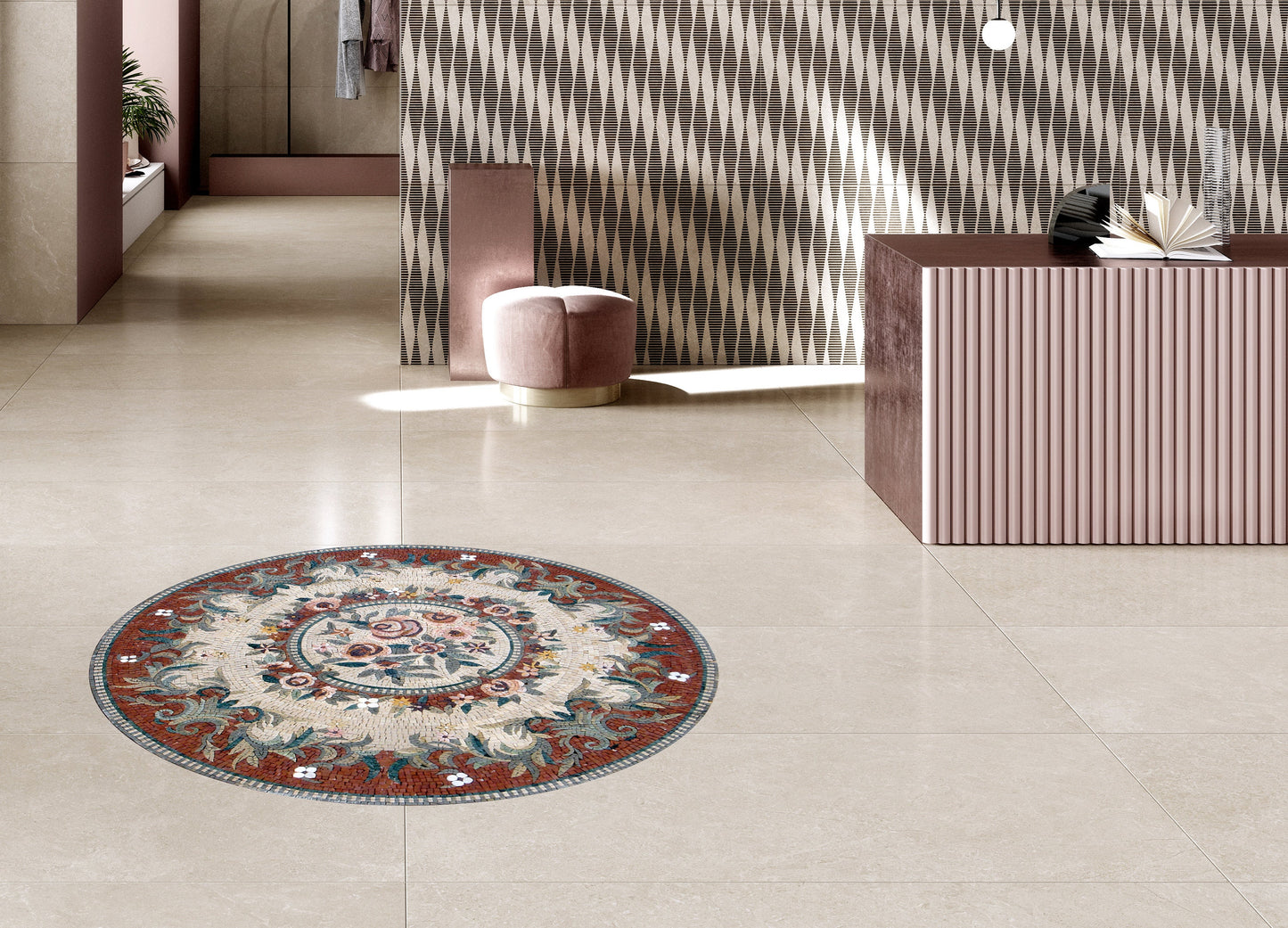 Elegance Unveiled Medallion Marble Mosaic with Floral Pattern - Artistic Stone Décor - Customization available