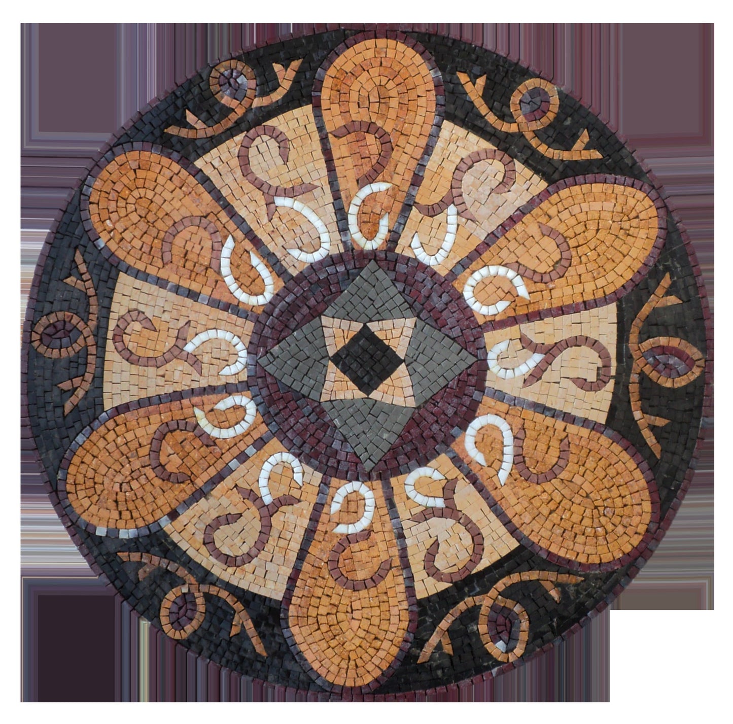 Handmade Marble Mosaic Medallion Art Tile: 24-Inch Elegant Interior Décor