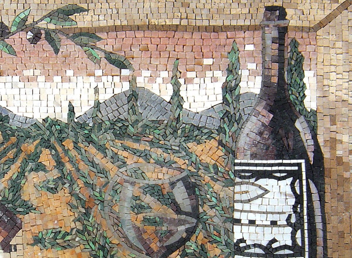 Handmade Wine and Grapes Marble Mosaic Tile: Kitchen Backsplash