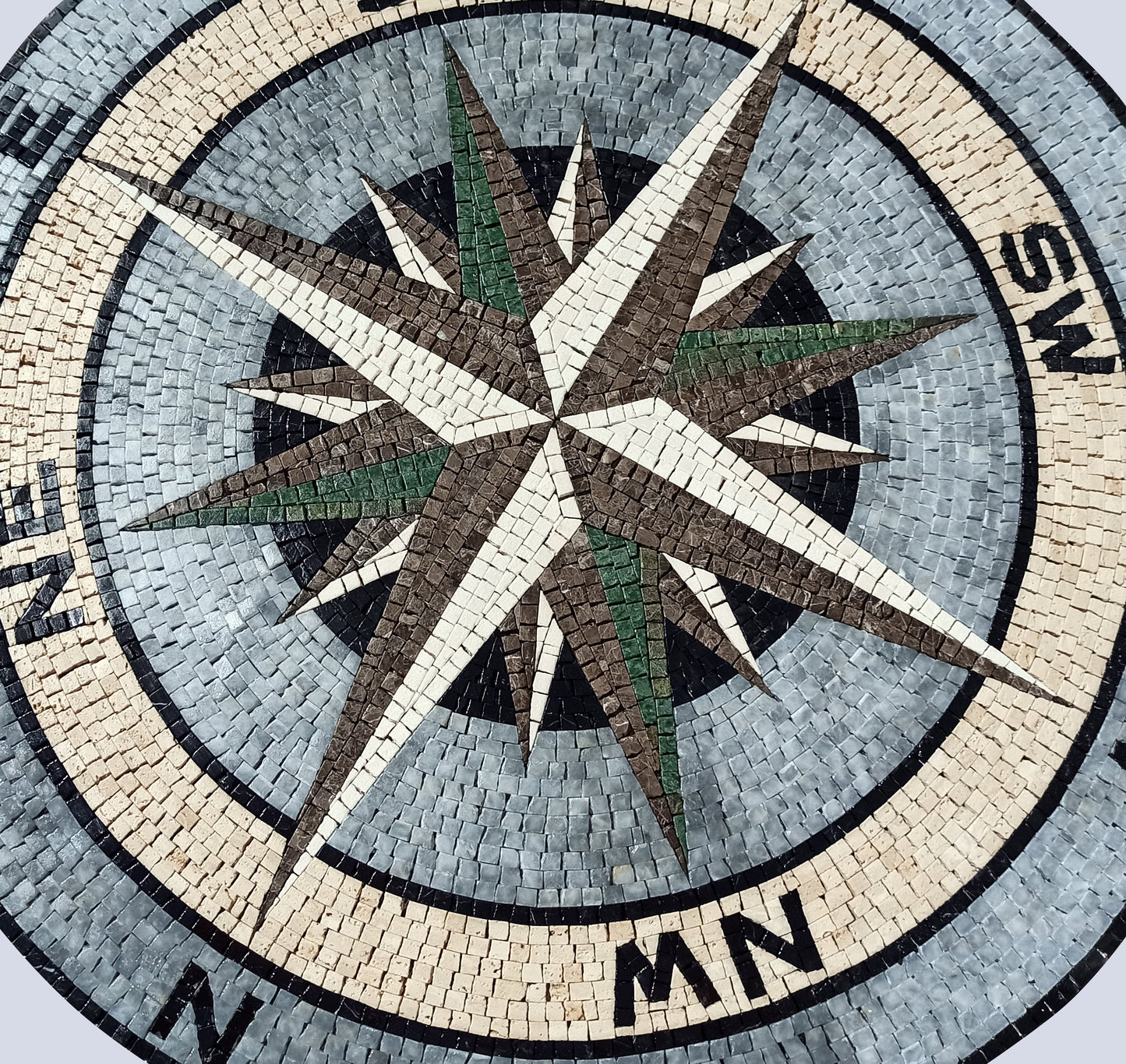 Versatile Nautical Compass Rose Marble Mosaic Medallion Flooring - Customization available