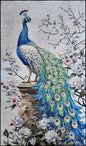 68"x40" Peacock Mosaic Wall Art – Vibrant Bird Inlay, Nature-Inspired Home Decor, Customization Available