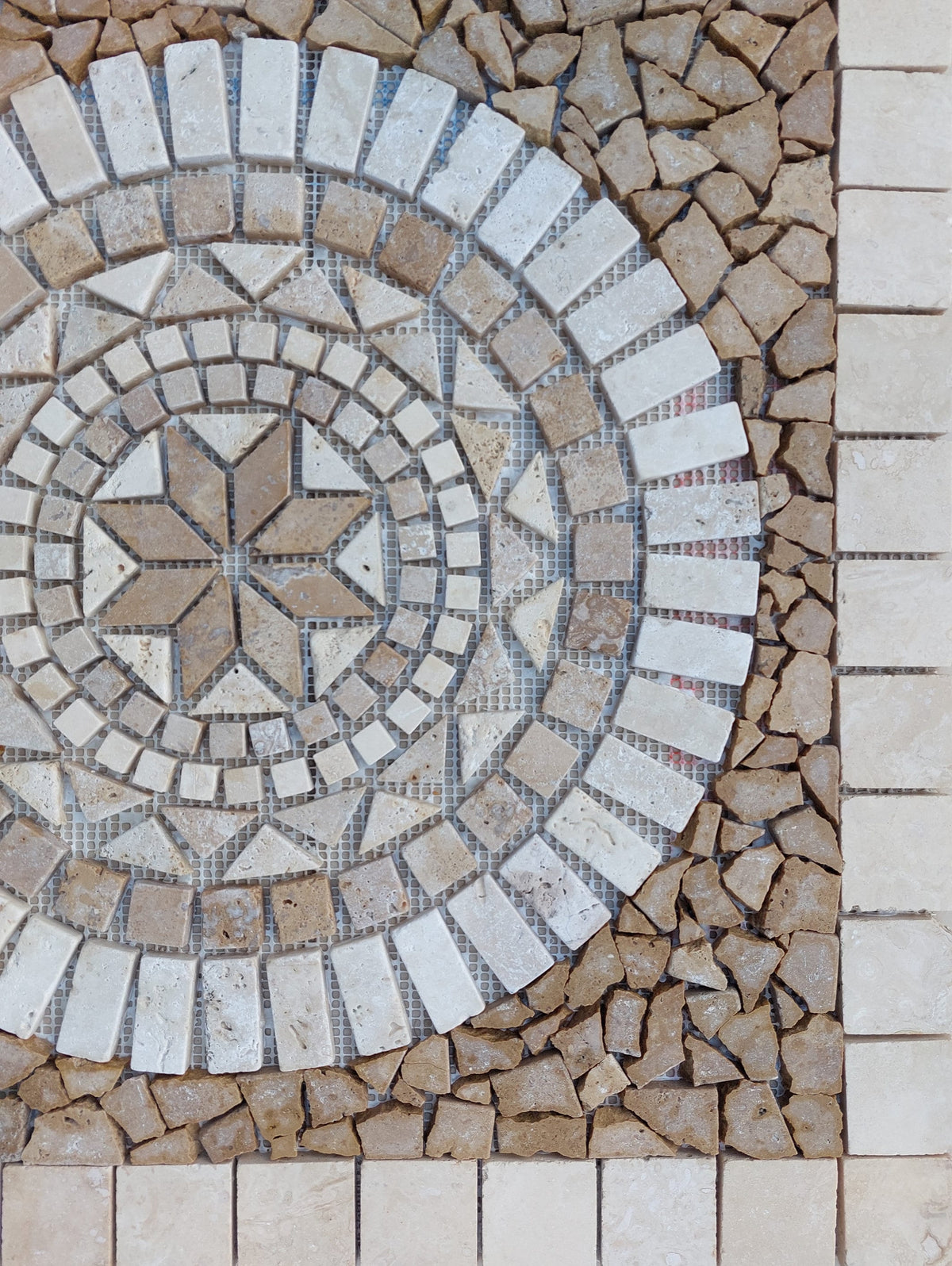 Handmade Marble Stone Mosaic Tile: Square Medallion Art (24”x24”)