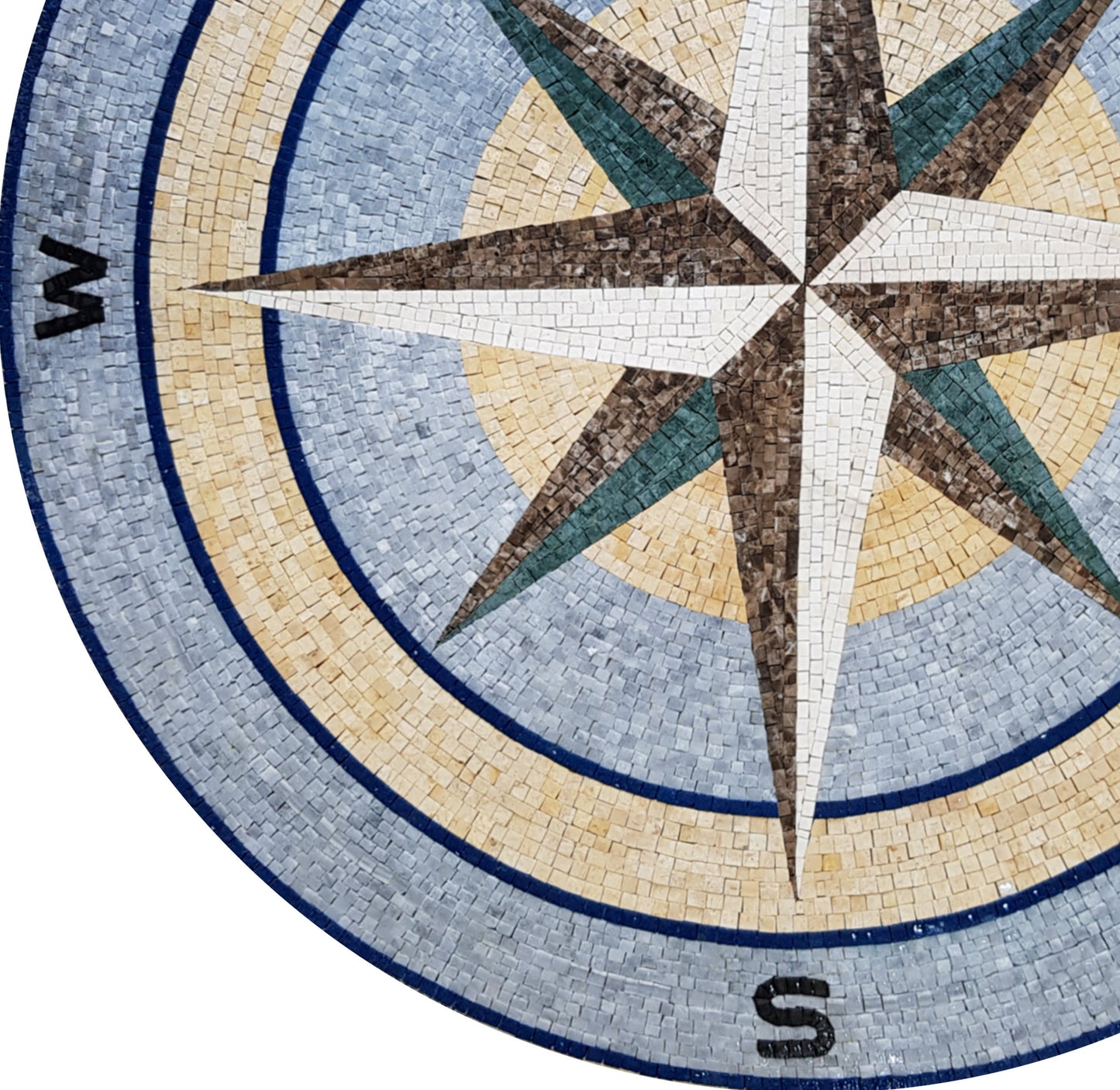 Sailing Serenity - Compass Rose Nautical Marble Mosaic Medallion Flooring Tiles - Customization available