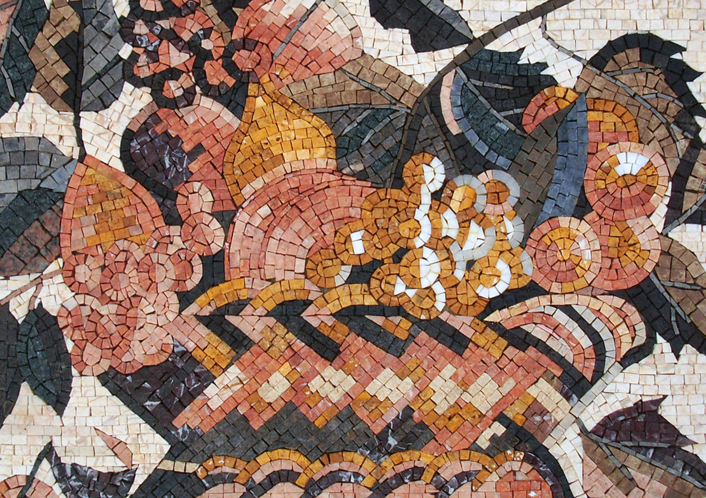 MOSAIC KITCHEN BACKSPLASH -Woven Fruit Basket Still-Life Marble Mosaic Wall Work art