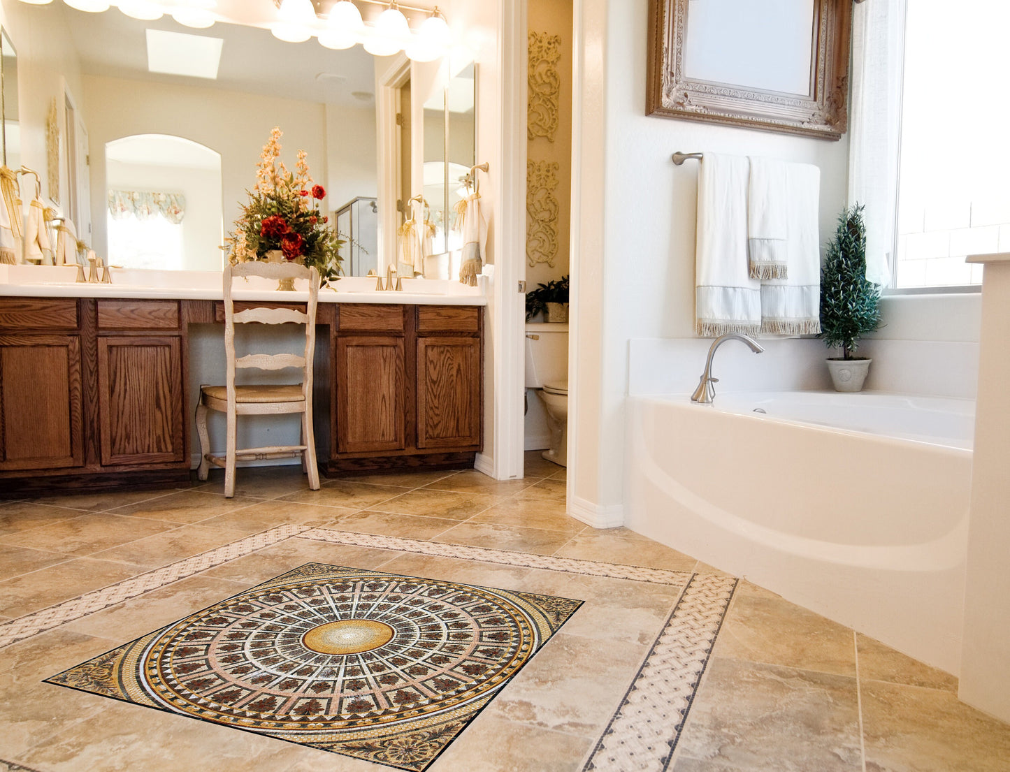 Handmade Marble Mosaic Tile: Renaissance Style, 48" Stone Art