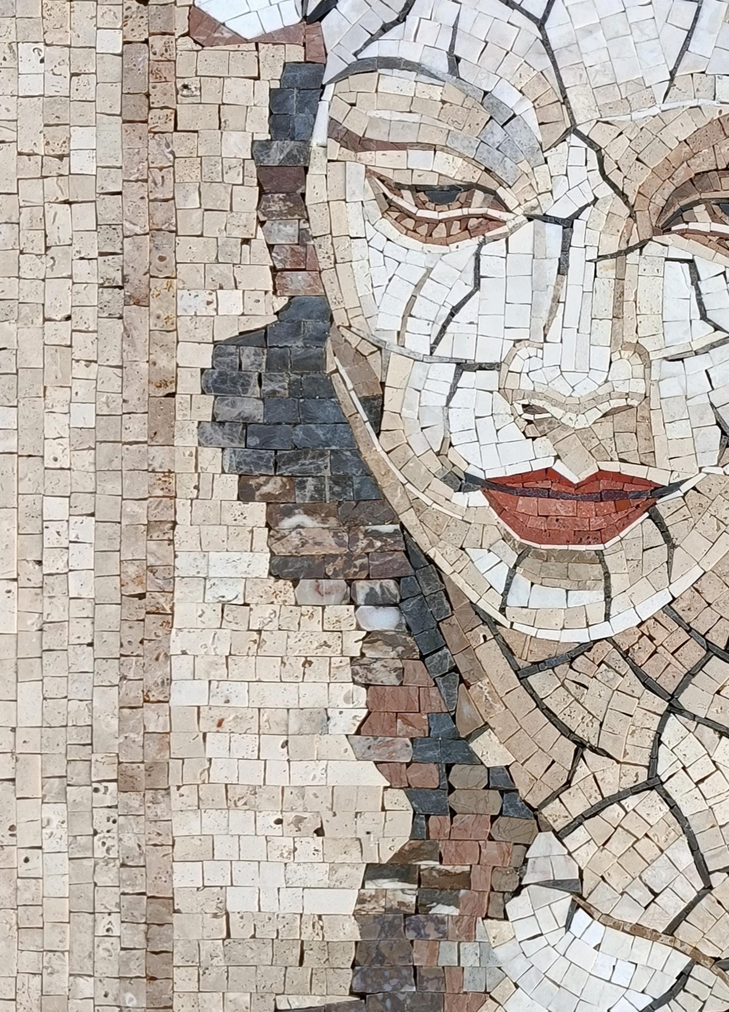 Handmade Mosaic Portrait of Woman Artistic, Wall Mural.