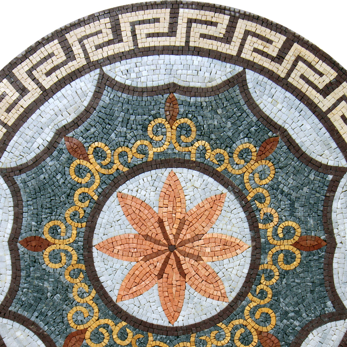 Eclectic and Multicolored Mixed Pattern Mosaic Medallion
