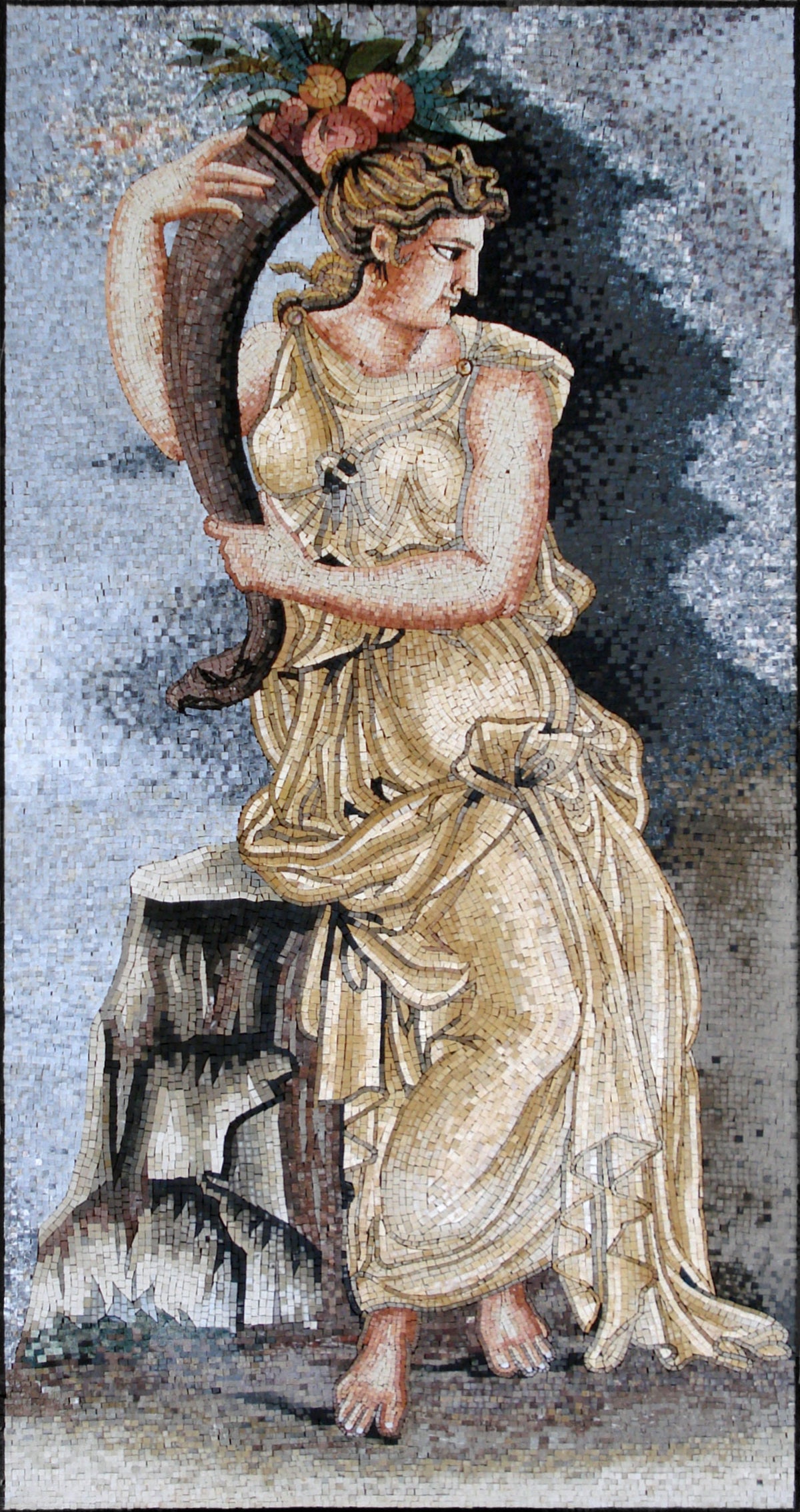 Handmade Goddess Ceres Mosaic Mural: Roman Art Tile