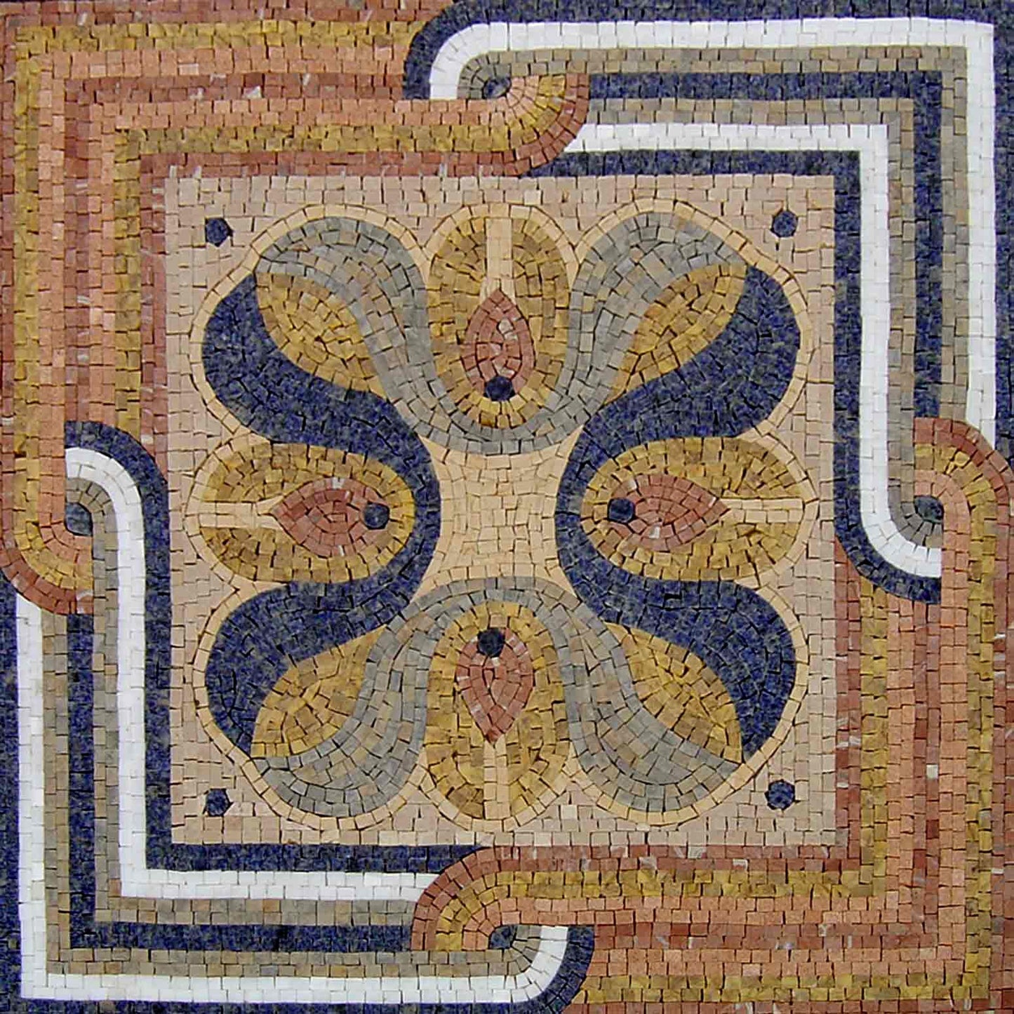 Marble Medallion Mosaic Tile: 40" Inlay Art for Hallway Entry