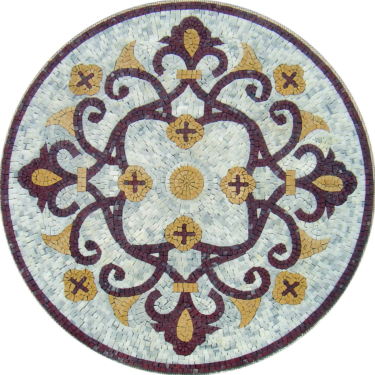 Handmade Natural Stone Mosaic Art Tile Medallion (36") - Customizable