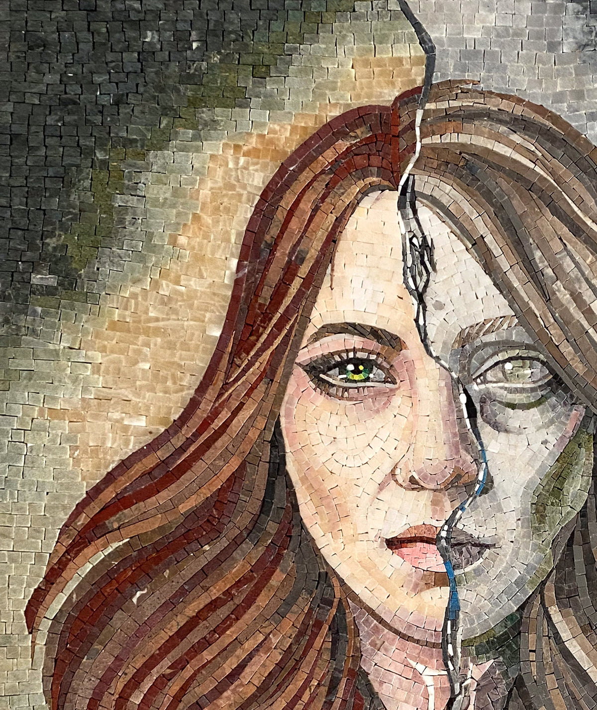 Gemini Zodiac Mosaic Tile Art: Handmade Marble Stone Portrait