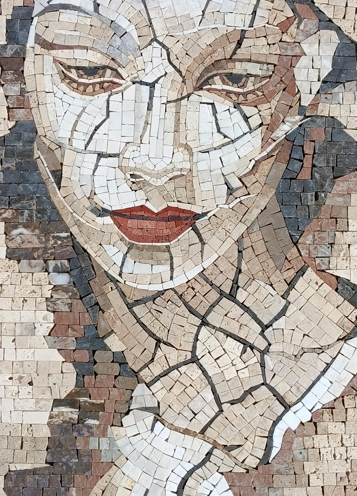 Handmade Mosaic Portrait of Woman Artistic, Wall Mural.
