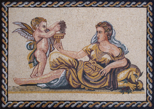 PT002 Cherub And Goddess Handmade Mosaic Mural