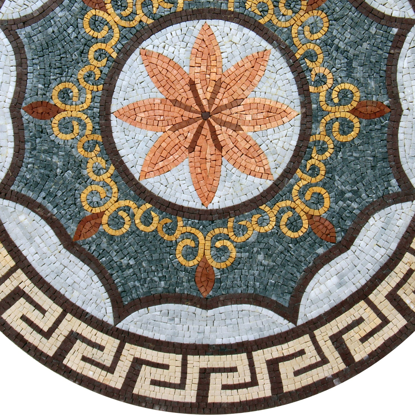 Eclectic and Multicolored Mixed Pattern Mosaic Medallion