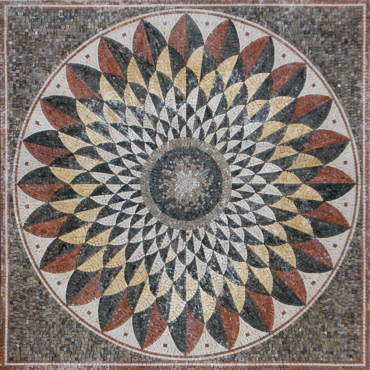 Floral Marble Mosaic Tile: Handmade Inlay Artwork (40x40)