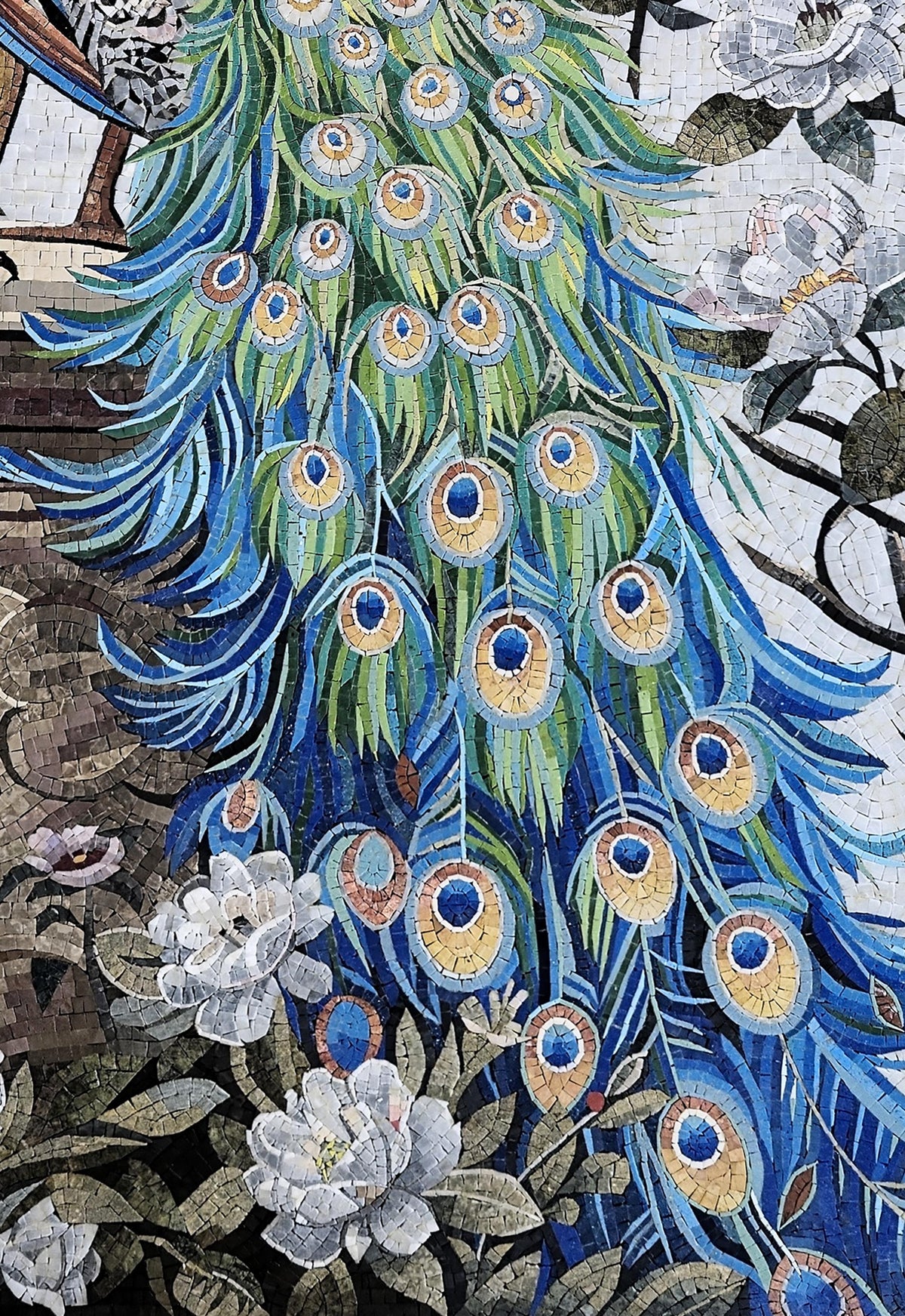 68"x40" Peacock Mosaic Wall Art – Vibrant Bird Inlay, Nature-Inspired Home Decor, Customization Available