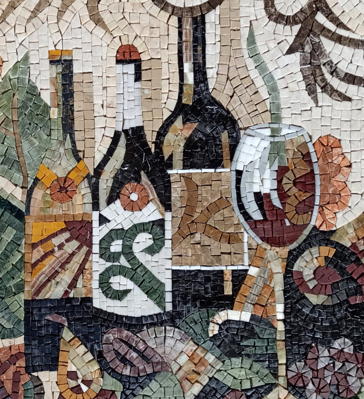 MOSAIC KITCHEN BACKSPLASH -Italian Wine Trio Mosaic Wall Art